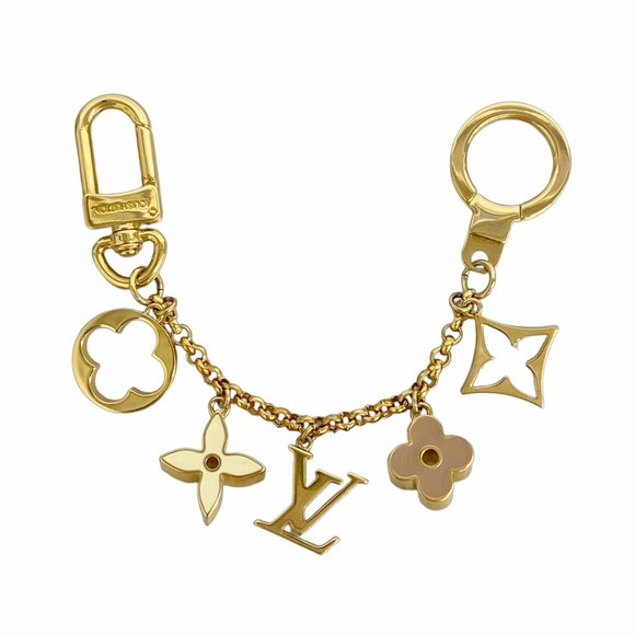 LOUIS VUITTON Accessories - Louis Vuitton Fleur de Monogram Keychain M65111 Gold, Beige, White, Women's